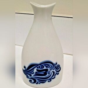 Cobalt Blue Norway Porsgrund Bird Vase Nut Shaker Whitr 5.5" Glazed Ceramic MCM